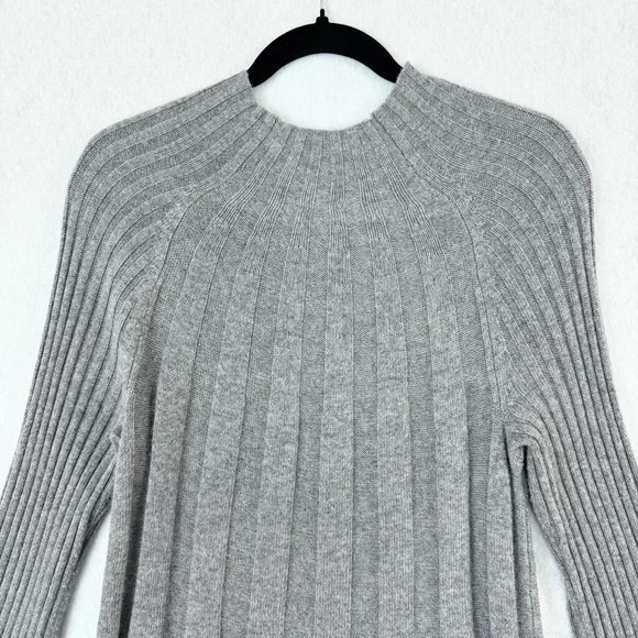 Anthropologie Sweater Dress Womens Small Gray Yellow Rib Knit Bell Sleeves - Picture 7 of 13